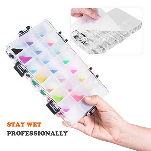 Hethrone Paint Pallet Tray 24-Well Airtight Paint Palette Stay Wet for Watercolors Gouache Acrylic Oil Paint