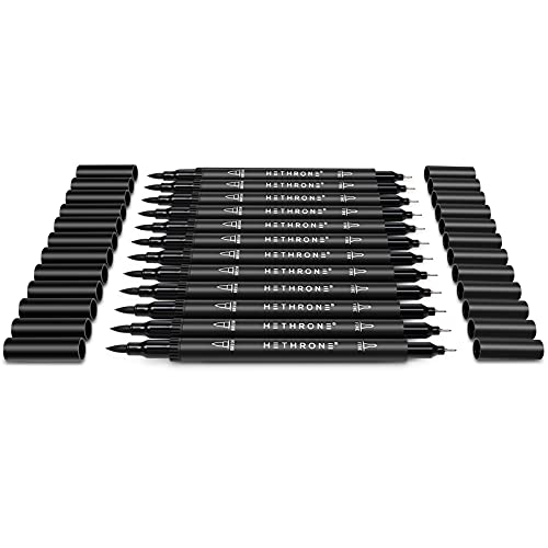 Hethrone Black Dual Tip Pens Set of 12 Black
