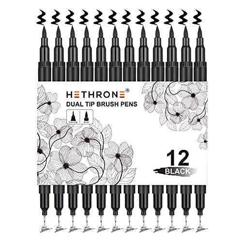 Hethrone Black Dual Tip Pens Set of 12 Black – HETHRONE