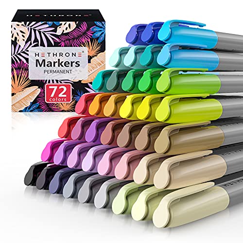  Hethrone Coloring Markers- Markers for Adult Coloring Dual Tip  Brush Pens 72 Color : Office Products