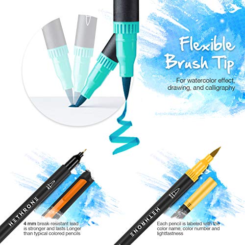 Hethrone 72 Colors Dual Tip Brush Pens