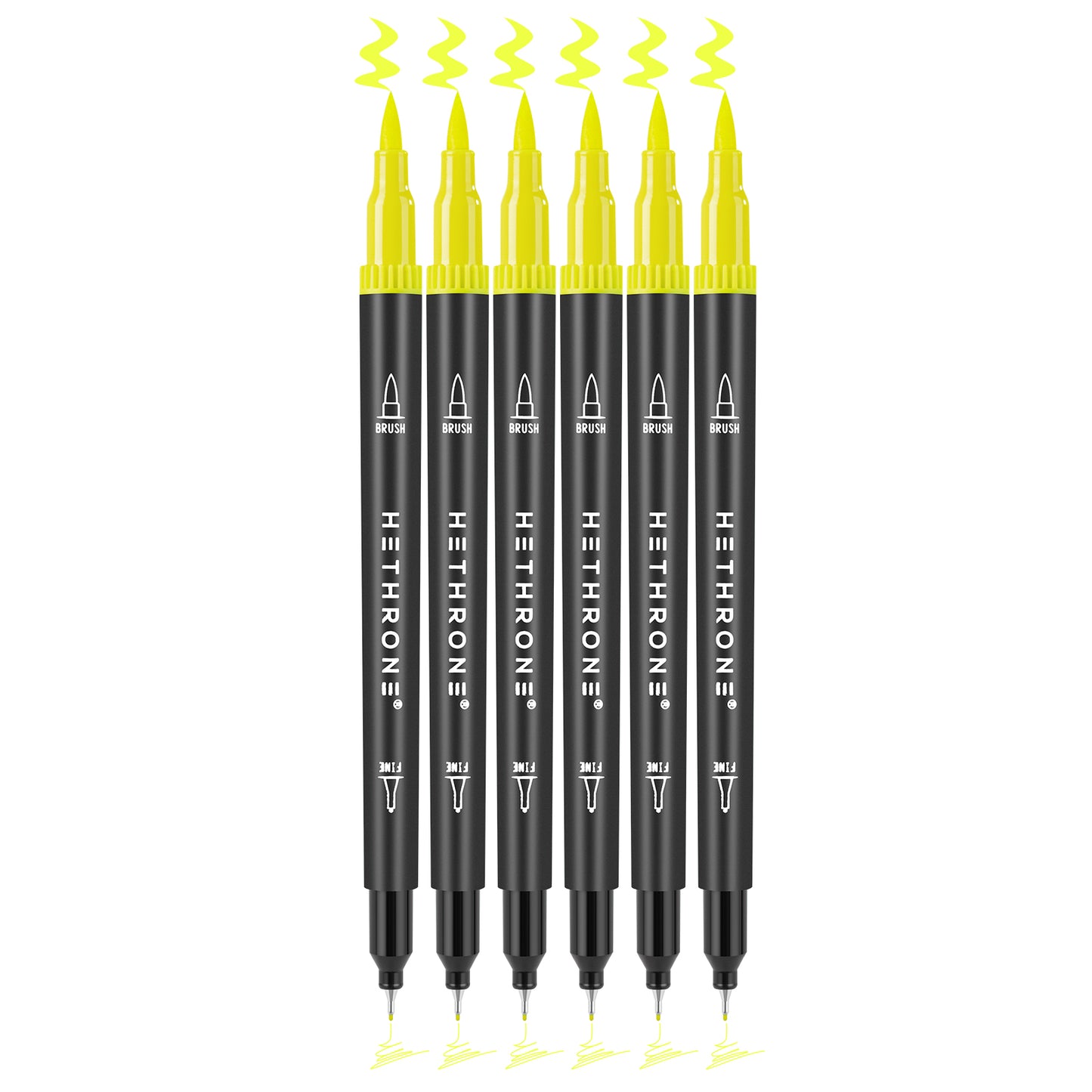 Hethrone Dual Tip Brush Pens Fine Tip Markers for Calligraphy Painting Drawing 6 Count