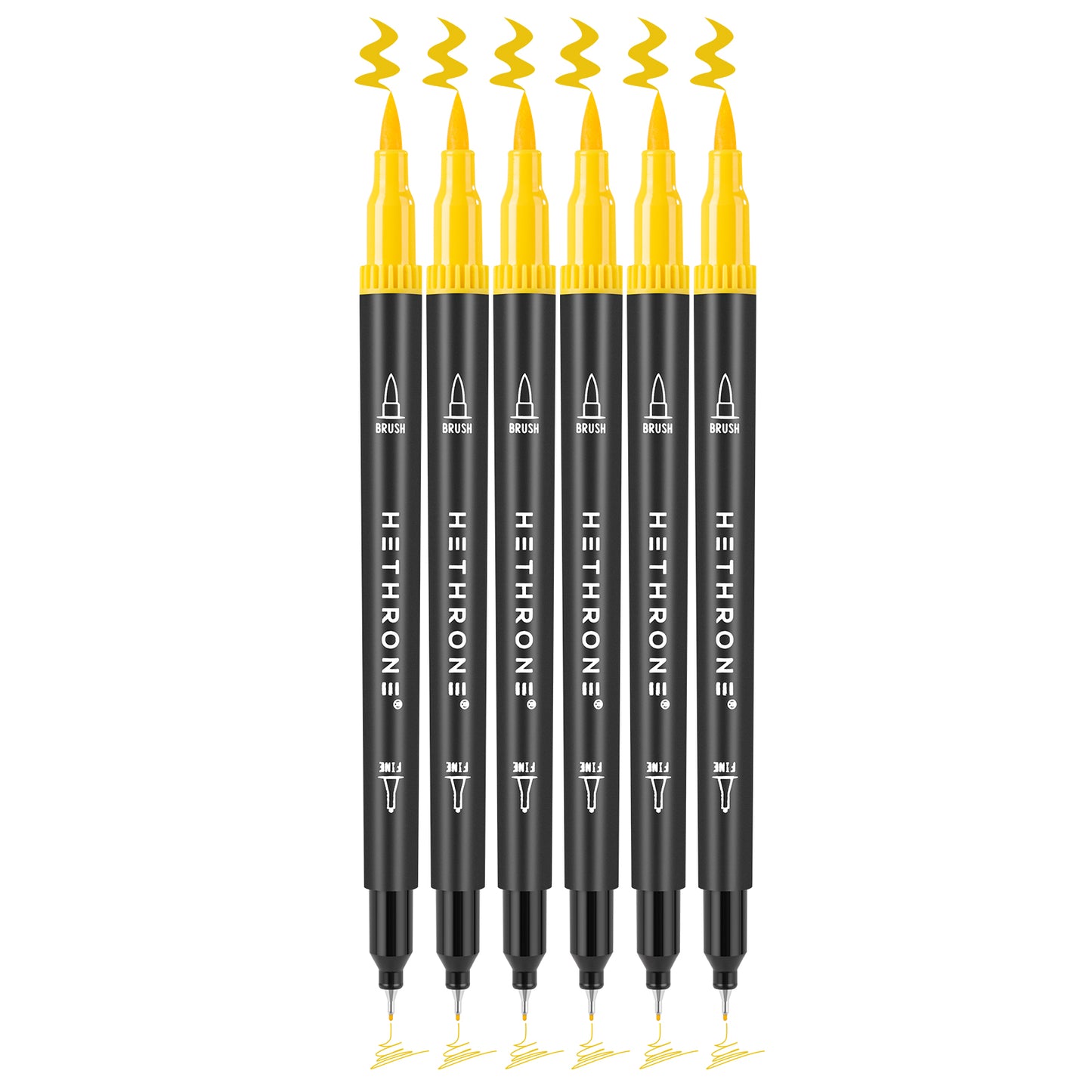 Hethrone Dual Tip Brush Pens Fine Tip Markers for Calligraphy Painting Drawing 6 Count