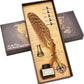 Hethrone Quill Pen Ink Set - Calligraphy Pen Ink Set Includes Feather Pen with Ink, Pen Holder and 5 Replacement Nibs Holiday Ideal Gifts (Brown)