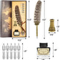 Hethrone Feather Pen and Ink Set - Calligraphy Quill Pen Set Includes Dip Pen, 5 Replacement Nibs and Pen Holder for Writing Lovers (Brown)