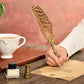 Hethrone Quill Pen Ink Set - Calligraphy Pen Ink Set Includes Feather Pen with Ink, Pen Holder and 5 Replacement Nibs Holiday Ideal Gifts (Brown)