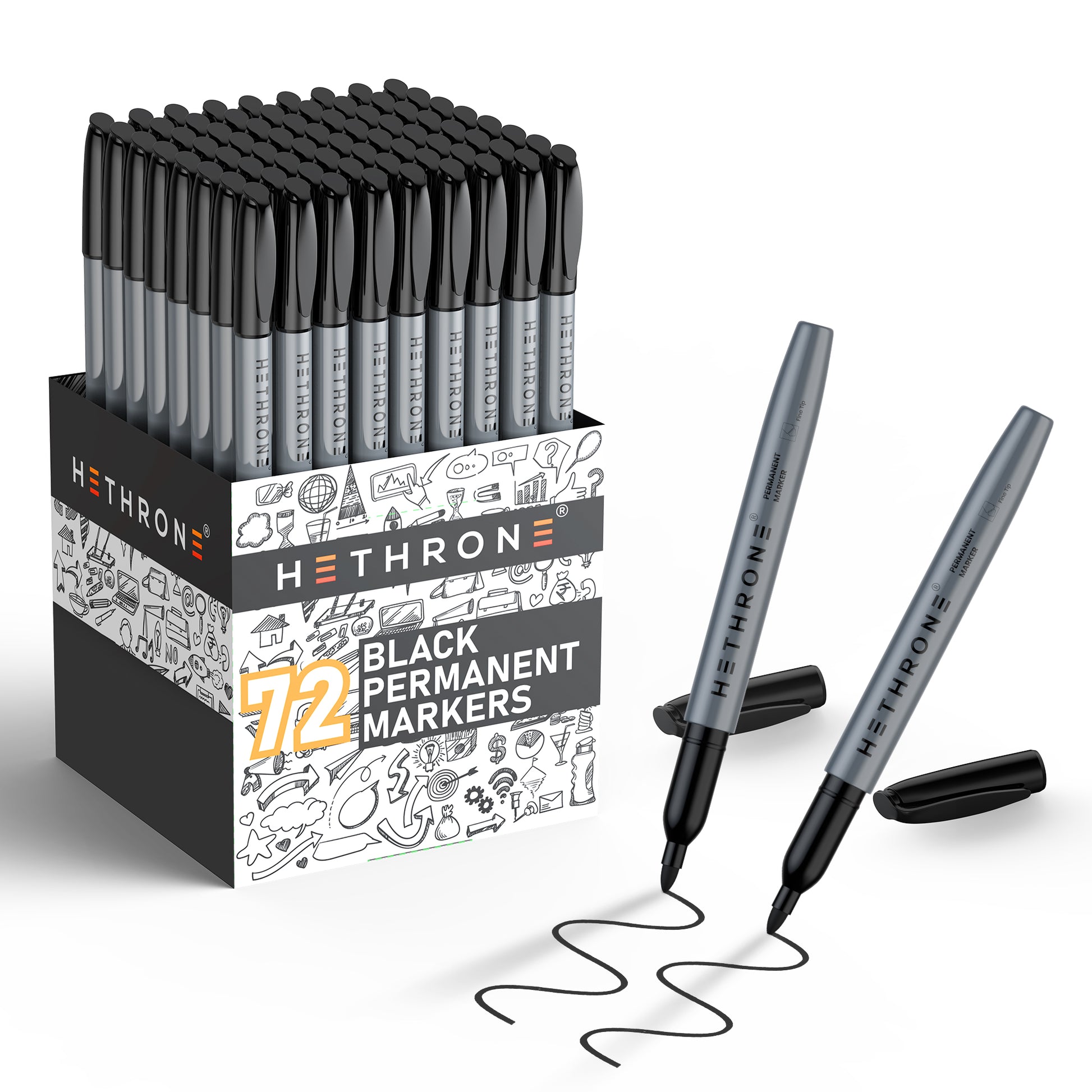 Hethrone 72 Pack Black Permanent Markers – HETHRONE