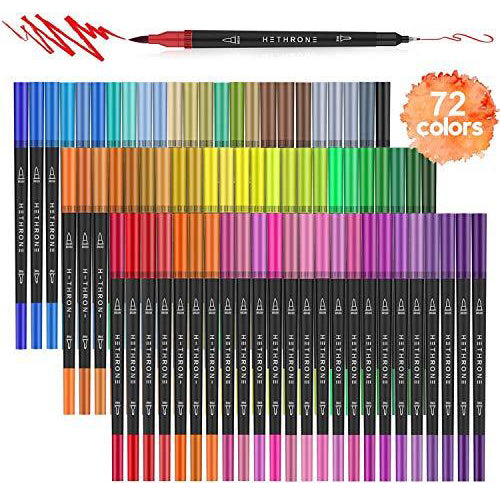  Hethrone Markers for Adult Coloring - 100 Colors Dual Tip  Brush Pens Art Markers Set, Fine Tip Markers for Calligraphy Painting  Drawing Lettering (100 Colors White Lion) : Arts, Crafts & Sewing