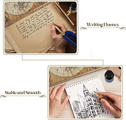 Quill Pen And Ink Set Smoothly Writing Feather Pen And Ink Set For