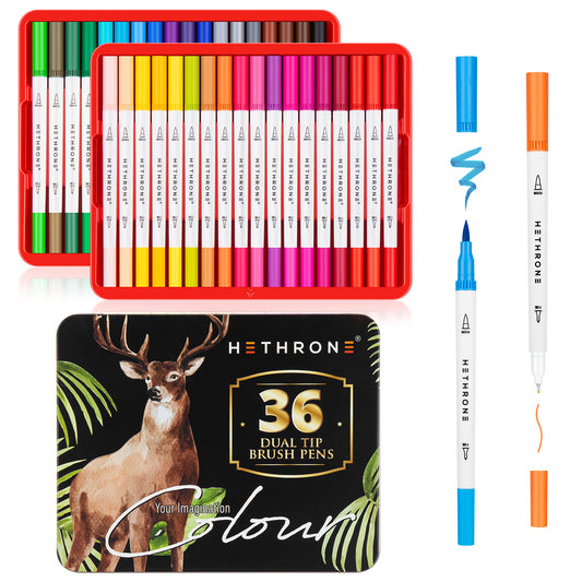 Hethrone 36 Colors Dual Tip Brush Pens