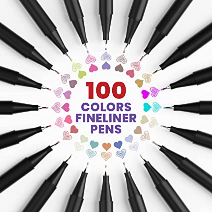 100 Colors Fineliner Color Pen Set Set of 24--100 Assorted Colors 0.4mm  Colored Fine