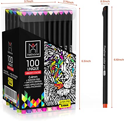 Hethrone 100 Colors Fine Tip Pens Colored Pens Fineliner Pens