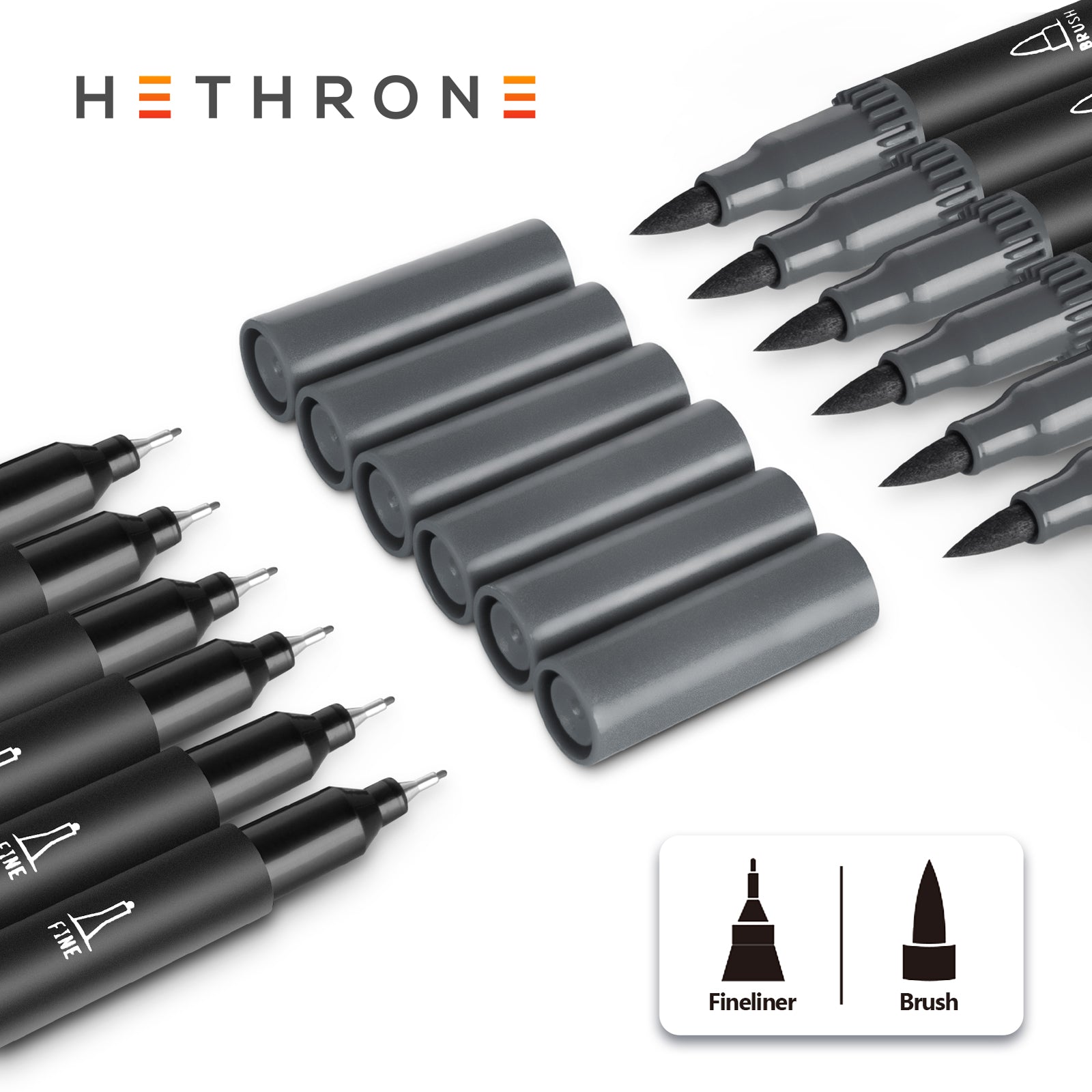 Hethrone Dual Tip Brush Pens Fine Tip Markers for Calligraphy Painting –  HETHRONE