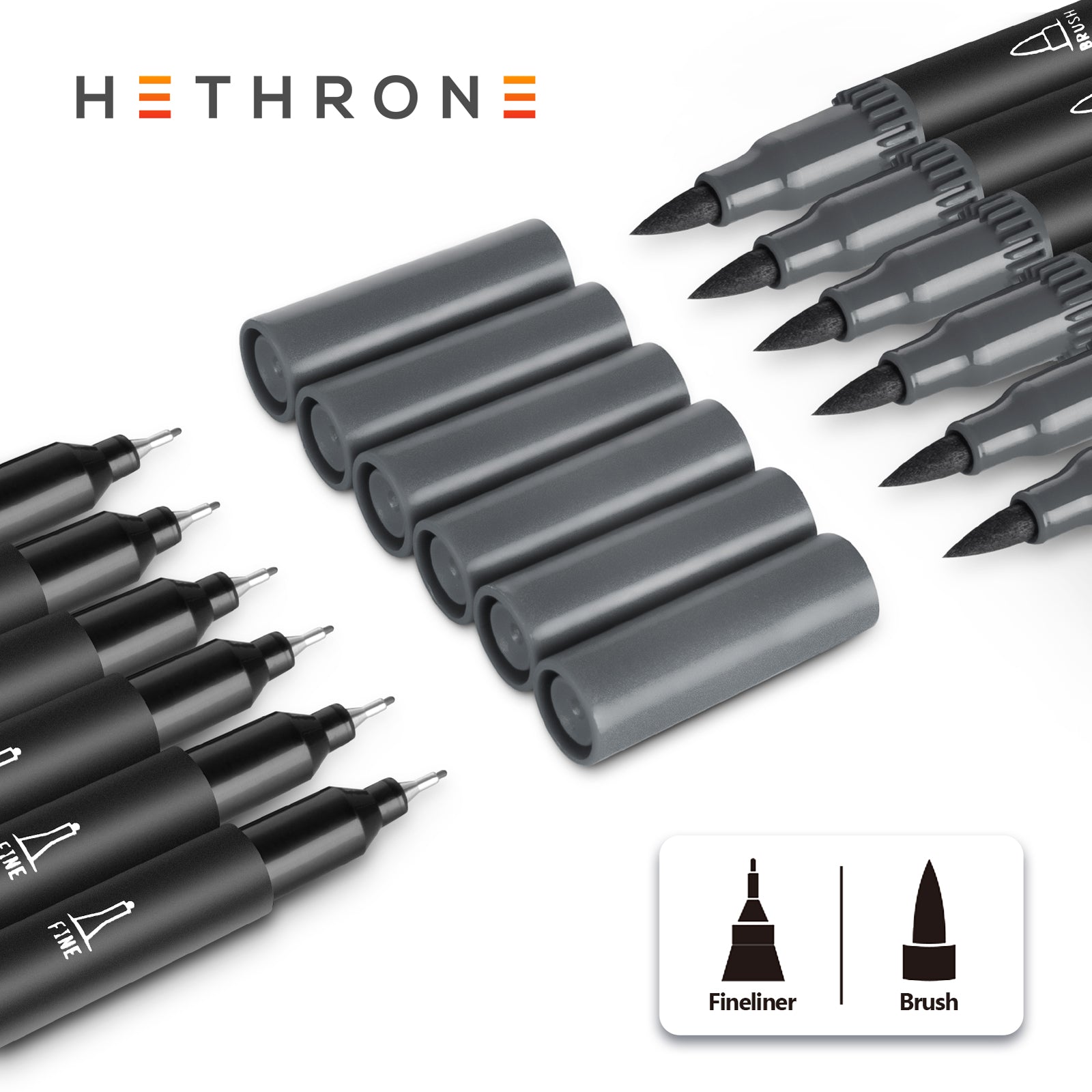 Hethrone Markers for Adults Coloring Dual Tip Brush Pens, Fine Tip Markers  for Calligraphy Painting Drawing, 6 Count B025 Pervenche