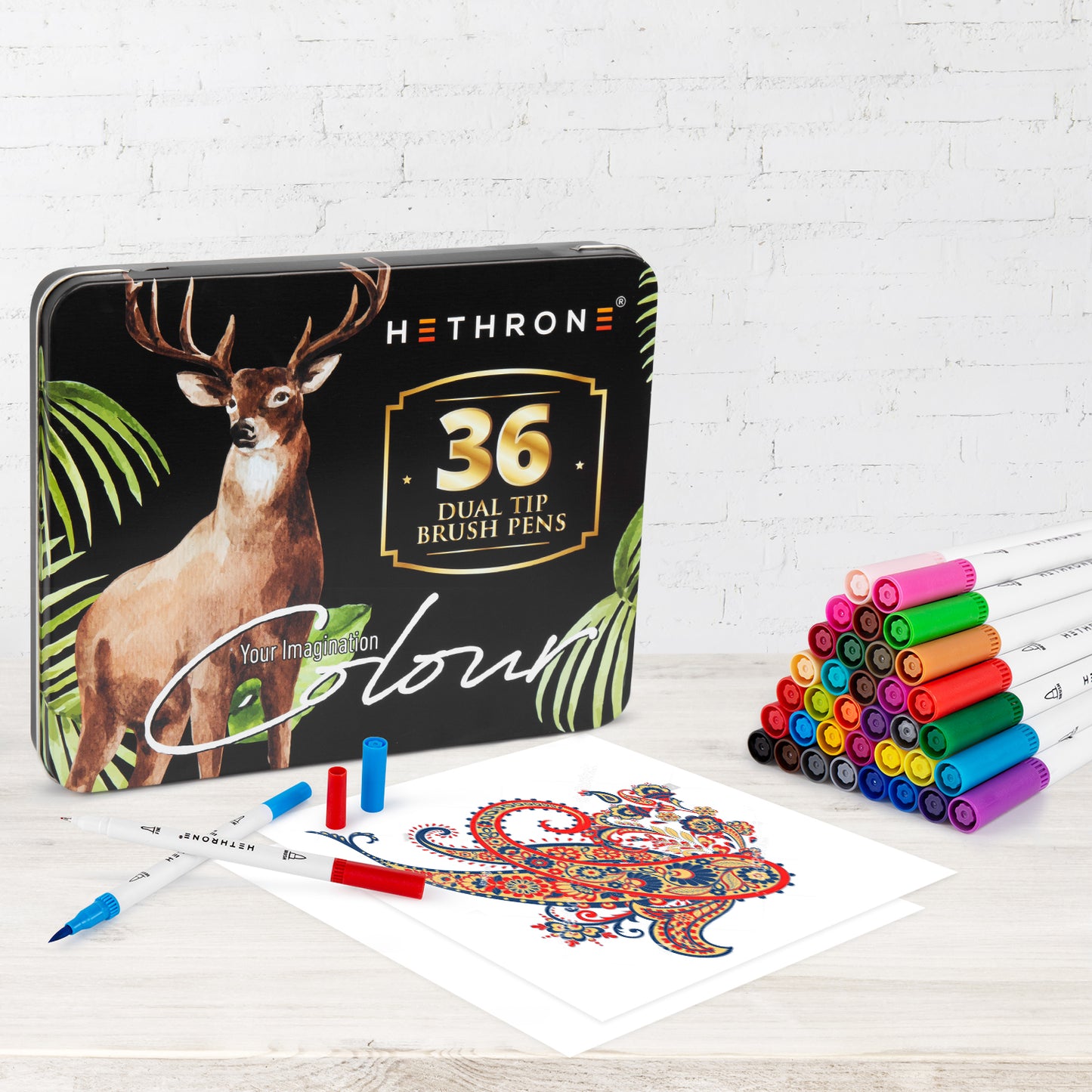 Hethrone 36 Colors Dual Tip Brush Pens