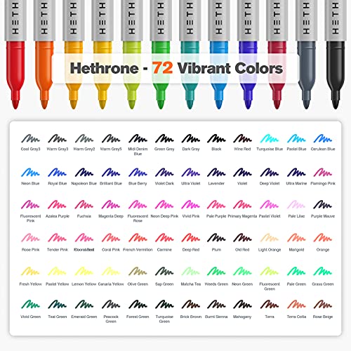  Hethrone Coloring Markers- Markers for Adult Coloring Dual Tip  Brush Pens 72 Color : Office Products