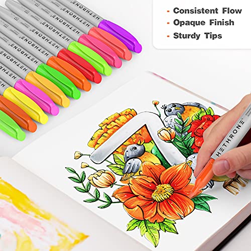 Hethrone Permanent Markers for Adult Coloring, 72 Assorted Colors Markers, Colored  Marker Pens Work on Plastic, Wood, Stone, Metal and Glass Multicolor