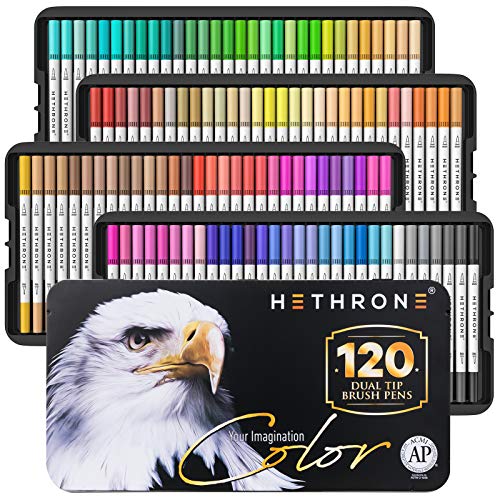 Hethrone Colors Dual Tip Brush Pens 120 Colors Brush Pen