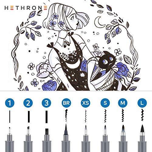 Hethrone Markers for Adults Coloring Dual Tip Brush Pens, Fine Tip Markers  for Calligraphy Painting Drawing, 6 Count R826 Aster tataricus