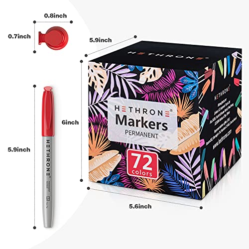 Hethrone Permanent Markers 72 Colors Marker Pens