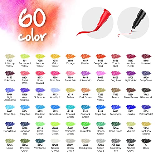 Hethrone 60 Colors Dual Tip Brush Pens