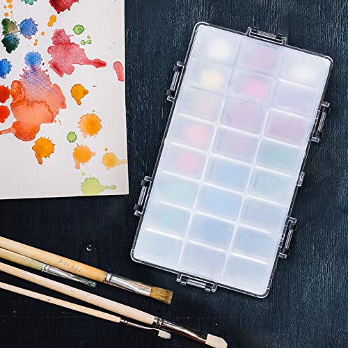 KELIFANG Paint Palette Tray, 24 Wells Watercolor Painting Pallet, Airtight Stay Wet and Leak Proof Painting Palette Travel Bo