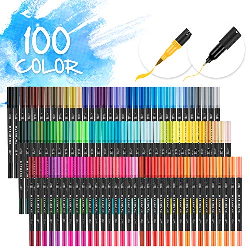 Hethrone Markers for Adult Coloring 100 Colors Dual Tip Brush Pens Art  Markers Set, Fine Tip Markers for Calligraphy Painting Drawing 100 