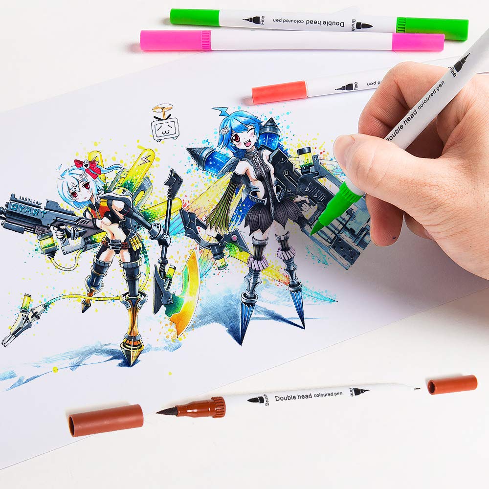 Hethrone 36 Colors Dual Tip Brush Pens