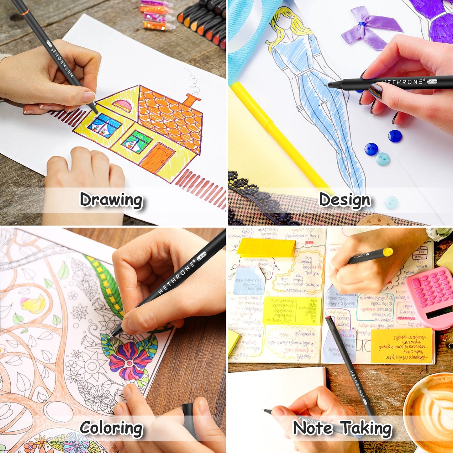 Hethrone 100 Colors Fineliner Color Pens Sets
