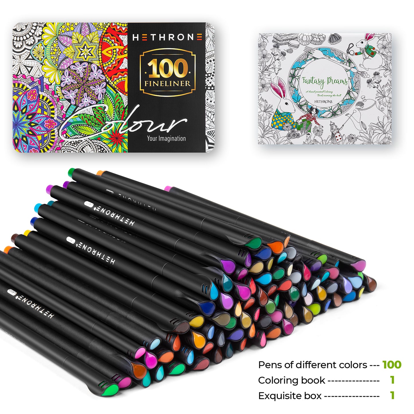 Hethrone 100 Colors Fineliner Color Pens Sets