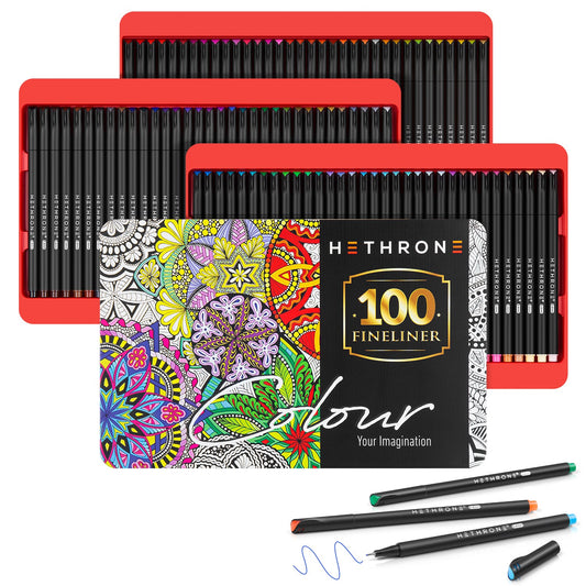 Hethrone 100 Colors Fineliner Color Pens Sets